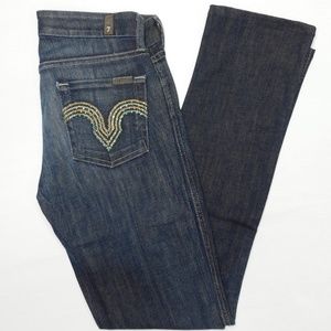 7FAM Kate Jeans 25x31 rhinestones bling pockets
